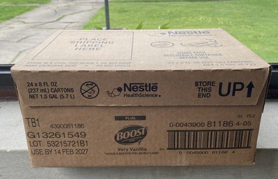 Nestle Boost PLUS Very Vanilla - Sealed Case 24 x 8 Ounce Cartons - 09 APR 2027