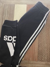 Adidas Boys Youth Fleece Jogger 3 Stripes Black Large Ankle Logo