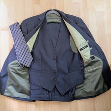 Remus Uomo Men’s Navy 3 Piece Suit Slim Fit 38S 38" Chest Lined Poly Visc