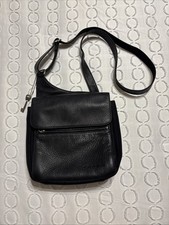 VTG Fossil Pebbled Leather Crossbody Shoulder Bag Black Adjustable Strap