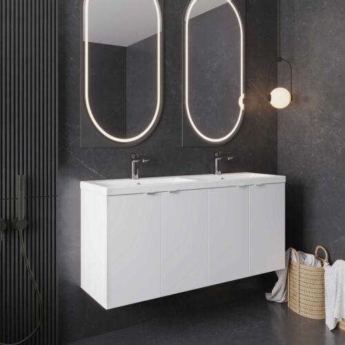 Hudson Reed Fusion Wall Hung 4-Door Vanity Unit Double Basin 1200mm Gloss White