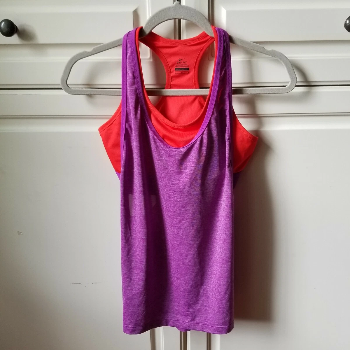 Nike Womens Dri Fit Loose Tank Top w/ Built in Sports Bra Purple Crimson  Size M