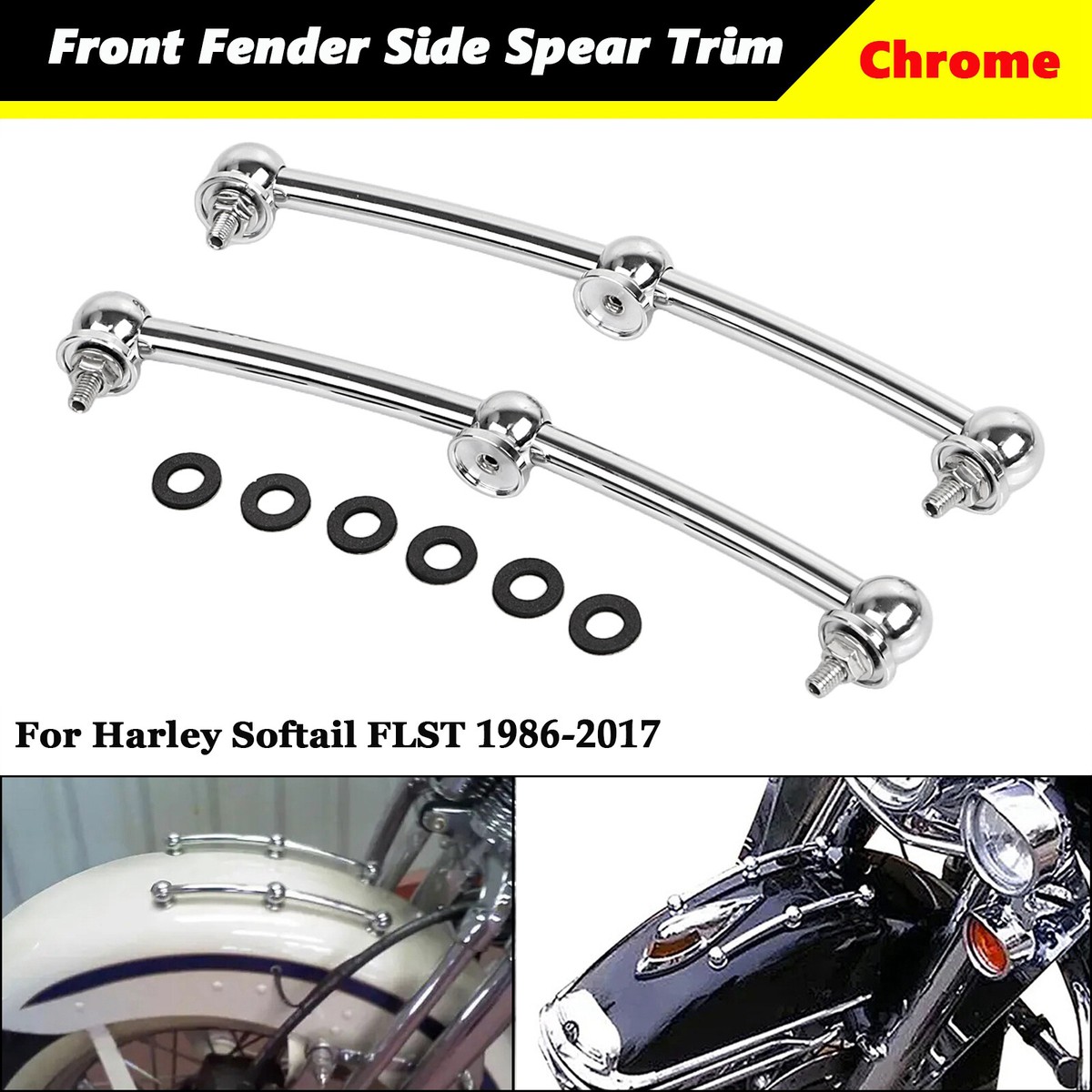 Chrome CNC Front Fender Side Spear Trim For Harley Softail Deluxe