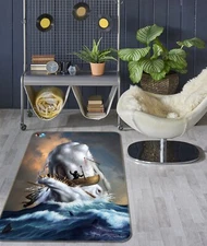 3D White Shark ZHUA042 Game Non Slip Rug Mat Photo Carpet Jerry LoFaro Zoe