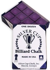 Silver Cup/ Championship Billiard Chalk - ONE Dozen Plum 