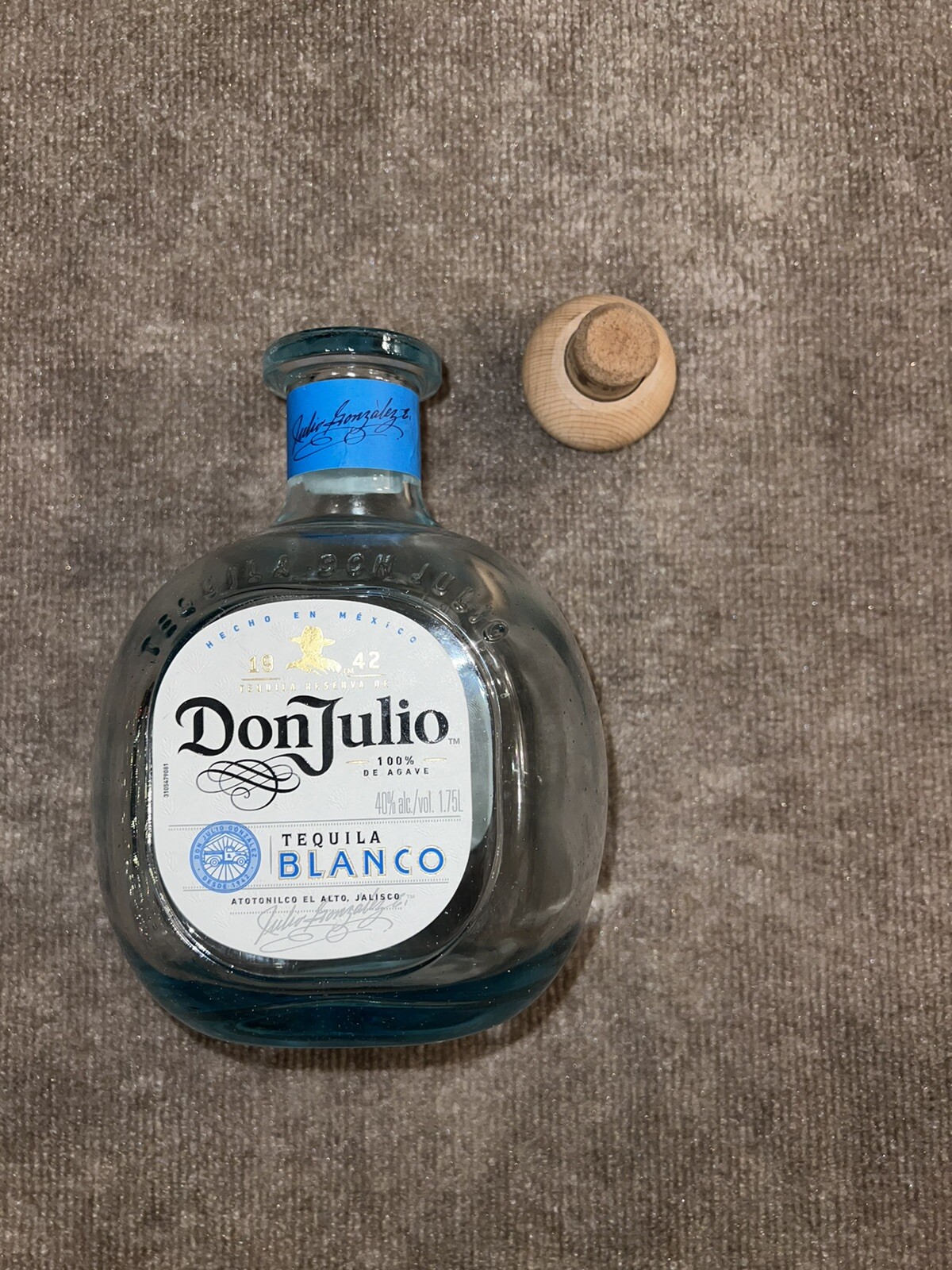 DON JULIO BLANCO Tequila 1.75L with Cork Beautiful Blue Empty Collector’s Bottle