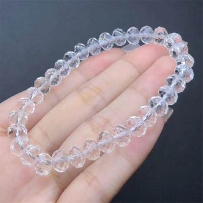 7 mm Natürliches Klar Quarz Facetten Armband Mode Kristall Schmuck Reiki Heilung 