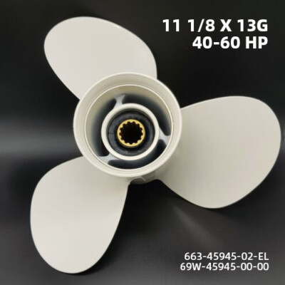 50 55 60hp 13' 663-45945-02 Weiß Propeller für Yamaha Outboard 11 1/8 X 13 G 40