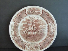 Alfred Meakin FAIR WINDS Frindship of Salem 10.5” Dinner Plate Brown England