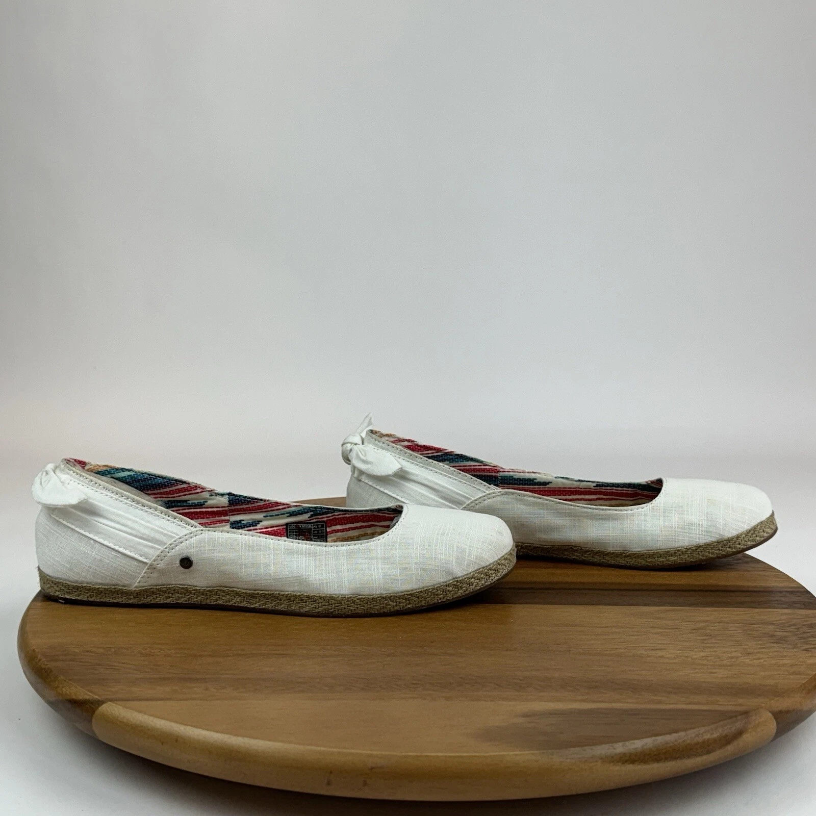 Ballerine donna Ugg Perrie bianche cotone tela comode espadrillas taglia 9 5 M