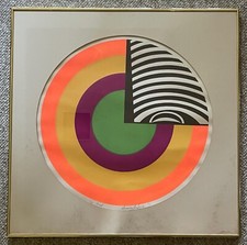 Colorful Vintage 1970s Geometric Screenprint Modern Art Bernard Brooks Signed