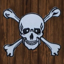 Skull and Crossbones Embroidered Patch — Iron On