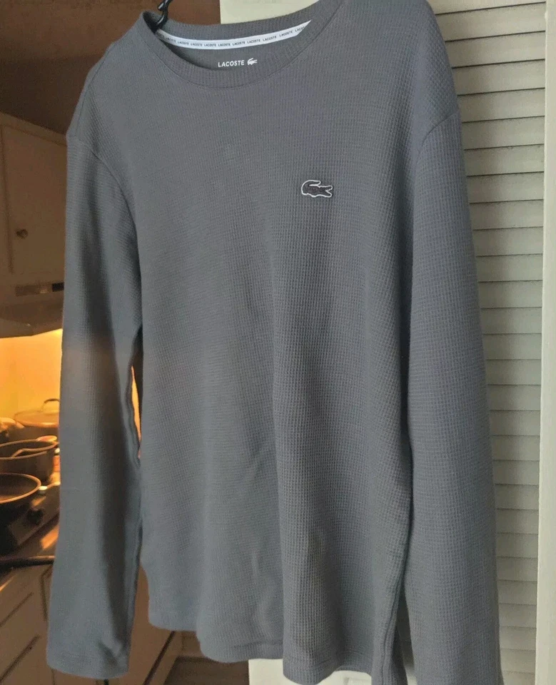 LACOSTE мужской сна носить тепловой рубашка размер средний, серый, новый без ЯРЛЫКОВ Рекомендуемая розничная цена производителя $60 - Изображение 3 из 4
