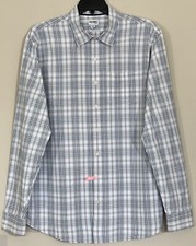 Old Navy Dress Shirt Men  s Size 2XL SLIM FIT Long Sleeve White w Blue Green Chk