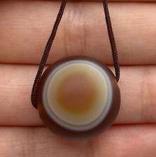 Collectible Genuine Ancient Tibetan Luk Mik Goat’s eye banded Agate stone Bead