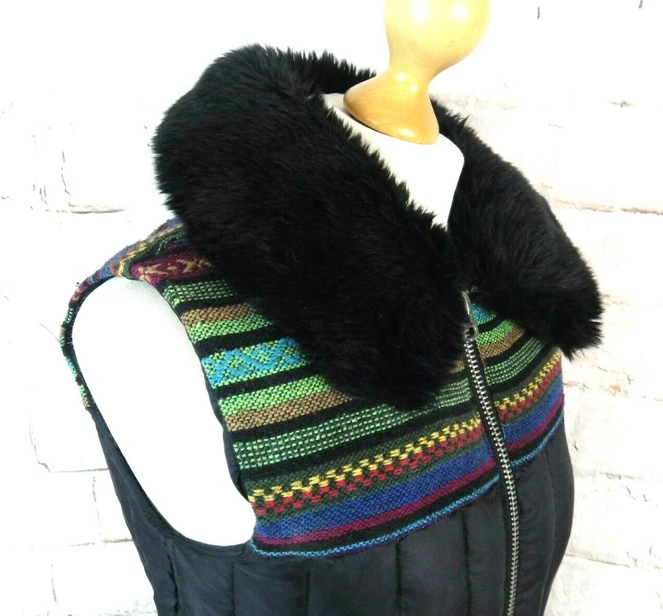 Regata vintage anos 90 retrô Topshop acolchoada gilet ilha justa acabamento de pele nórdica P 8 - Imagem 4 de 4