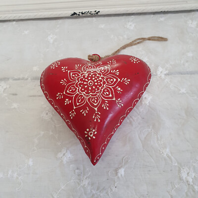 Deko Herz ROT 21x6x21  cm Shabby Chic Rot Landhaus Türdekoration Türkranz-Copy