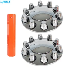 LABLT Chrome Front Hub Cover Set Chrome Semi Truck Wheel Cover 33mm Nut Covers
