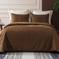 King Size Quilt Bedding Set Soft Brown King Quilts Bedspreads for All Seasons...
