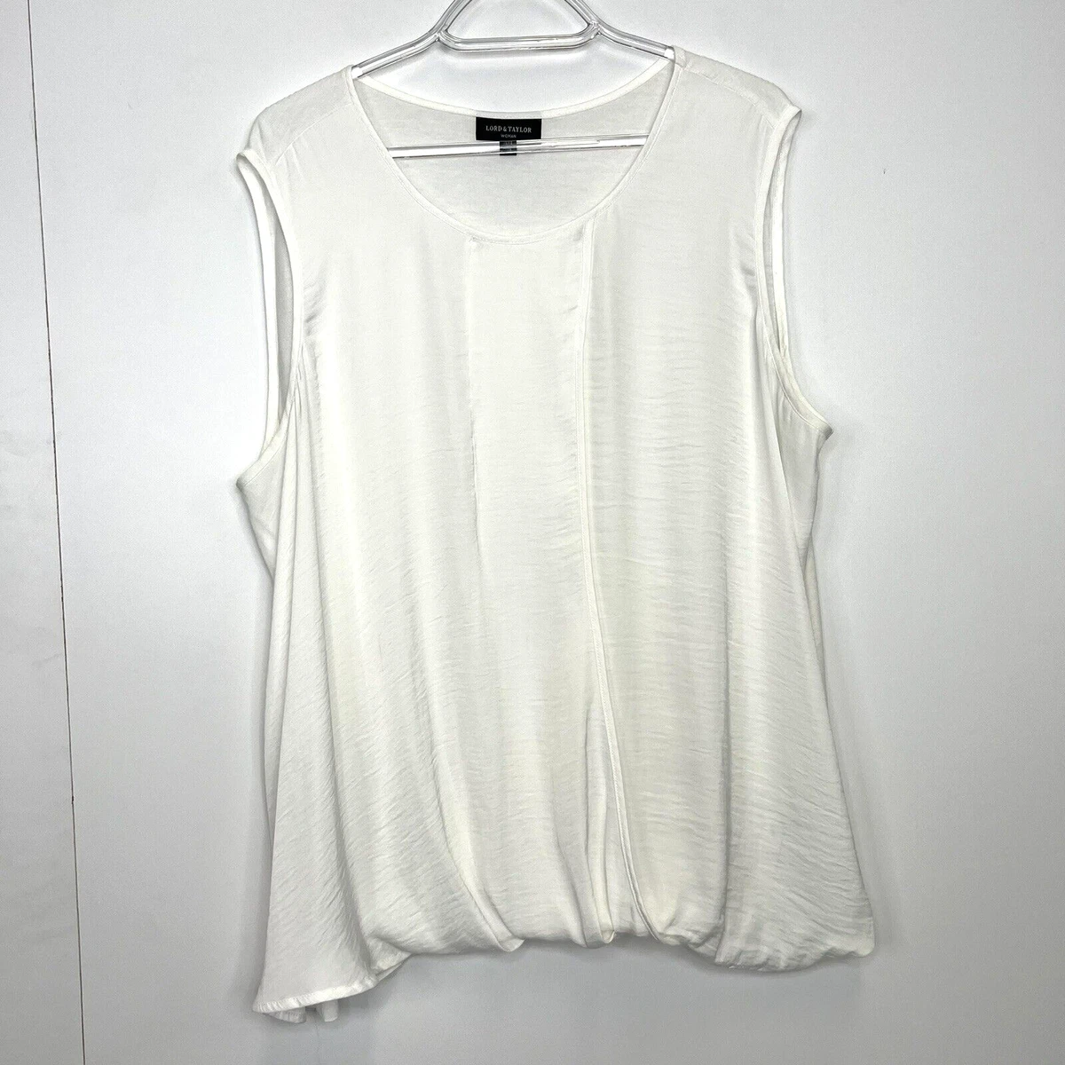 Lord Taylor Woman Plus Size 1X White Sleeveless Crossover Round