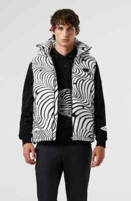 NEW Men's ALPHATAURI X B. Monroe Stripe Down Vest In White/Black