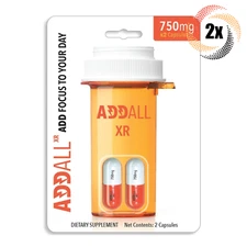 2x Packs Addall XR Dietary Supplement | 750MG | 2 Capsules Each | Focus + Energy