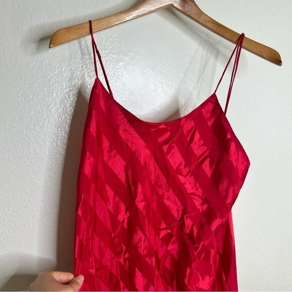 UNDERCOVER Camicia da notte Victoria's Secret vintage rossa a righe maxi spacco nuova con etichetta taglia M