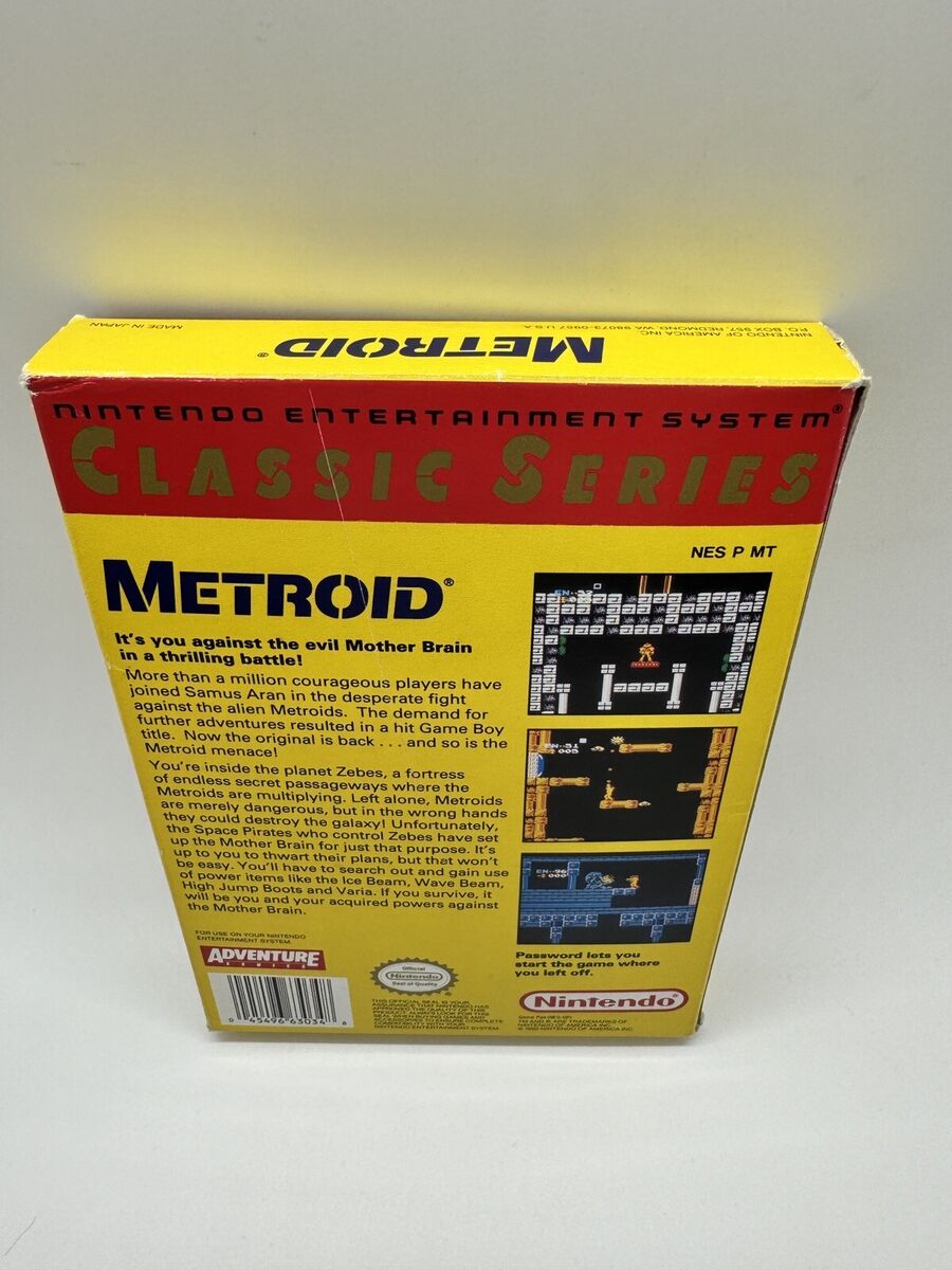 Metroid Nintendo, NES Classic Yellow Label Complete CIB RARE Metroid Nintendo, NES Classic Yellow Label Complete CIB RARE