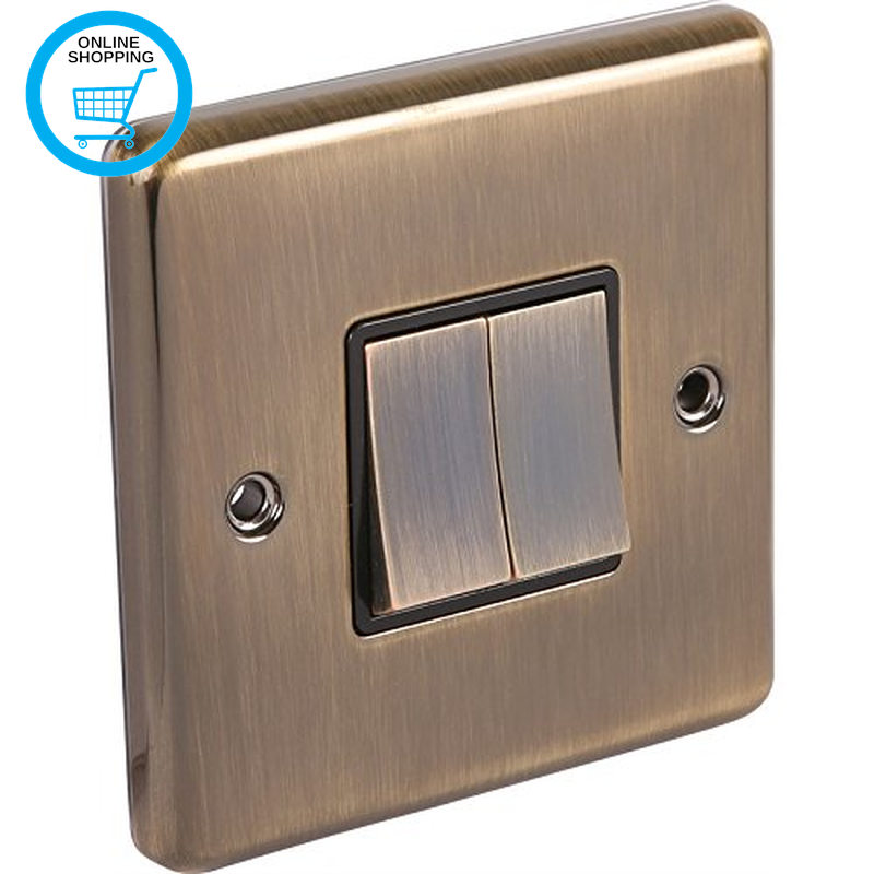 Antique Brass 2 Gang Light Switch (Windsor)