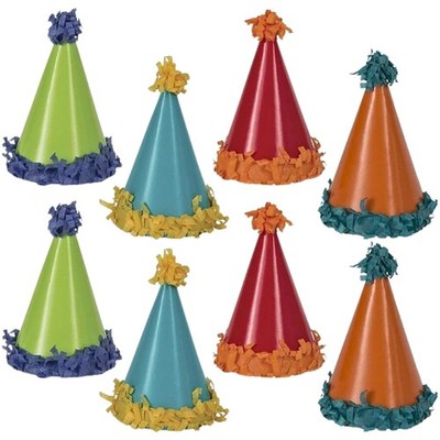Unique Vibrant Pom Pom Mini Party Hats 4 25 Multicolor Paper Cones Perfect Kids