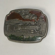 Vintage 1970s Locomotive Steam Train Engine Railroad Belt Buckle KOLEACO