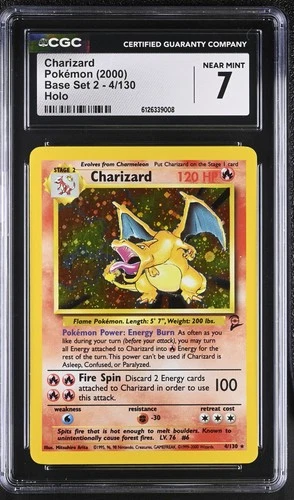 CGC 7 Charizard 4/130 Holo Base Set 2 Pokemon Card