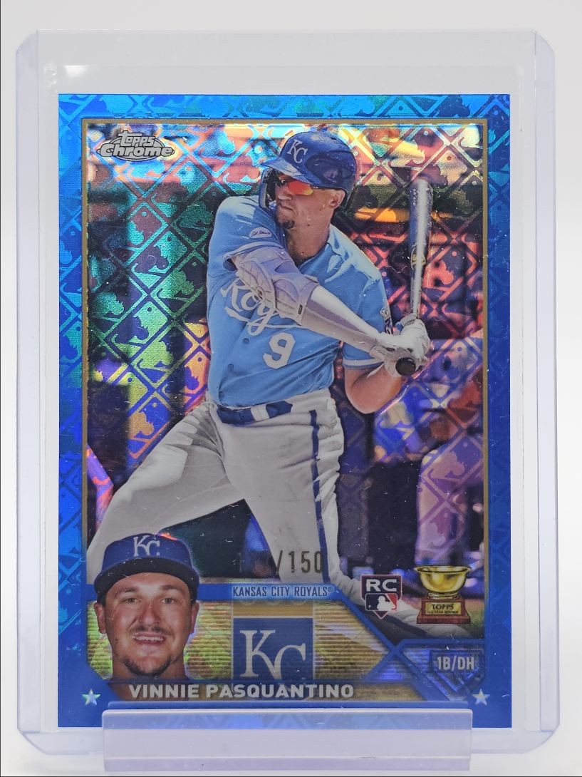 VINNIE PASQUANTINO 2023 TOPPS CHROME LOGOFRACTOR BLUE ROOKIE RC /150 Q5996