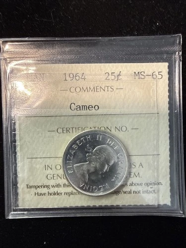 1964 Canada Twenty-Five Cents 25C - Cameo - ICCS MS-65