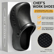 Unisex Chef Work Shoes Black Slip-Resistant EVA Sole Size 39