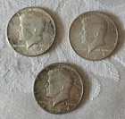Vintage Lot of 3 1964 Kennedy Silver Half Dollar Coins