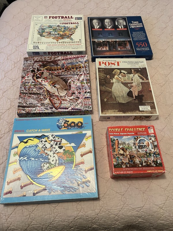 Lot of 6 500 & 550 Piece Puzzles Two Sealed