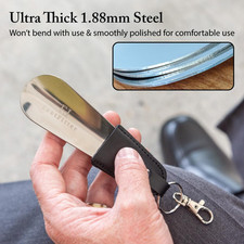 Stainless Steel 5" Travel Shoe Horn with Keychain, Thick Metal  Leather, Dur...