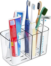 Electric Toothbrush Holder, 5 Slots Wall & Counter Mount, Family Size Organizer