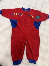 Vintage HEALTHTEX Baby Boy 24M Romper Corduroy Primary Color Block