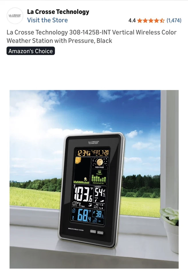Estación de pronóstico meteorológico a color inalámbrica Lacrosse Technology 308-1425B-INT - Nueva Foto 2 de 4