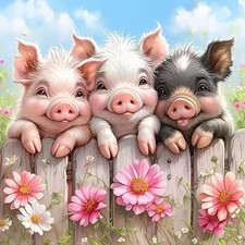 Pig Flower Diamond Art Kits For Adults,5D Diamond Painting Kits for Beginner,...