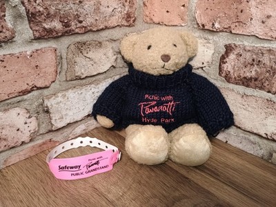 Picknick mit Pavarotti Hyde Park Teddybär & Armband Stofftier Sammlerstück selten