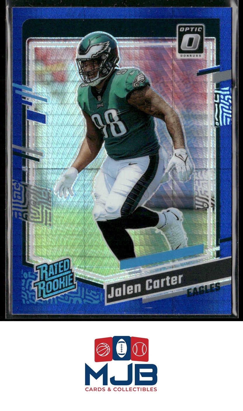 2023 Donruss Optic Jalen Carter Blue Hyper RC #281 Philadelphia Eagles
