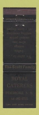 Matchbook Cover - Royal Catering Pembroke NH WEAR