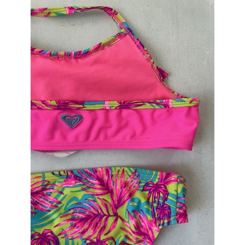 Roxy Girls Bikini Kids Swimsuit Multicolor Floral Print Ruffled - Picture 8 of 11