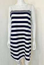 Vineyard Vines Nantucket Navy White Cap Stripe Knit Shift Dress Size L EUC