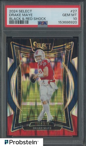 2024 Panini Select Black & Red Shock Prizm #27 Drake Maye RC Rookie PSA 10