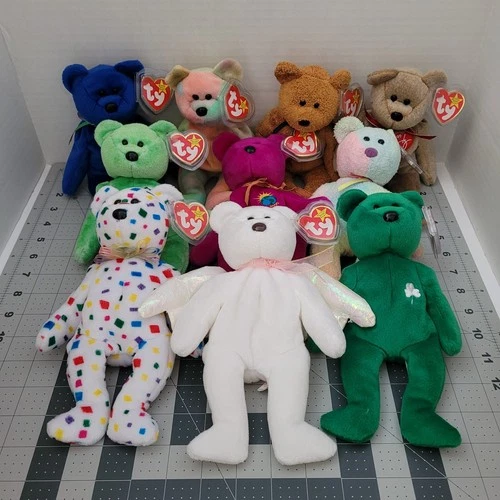 Vintage Ty Beanie Babies ALL BEARS With Tag Protectors Lot Of 10 1997-2000 READ