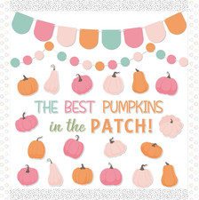133Pcs Fall Bulletin Board Decorations Set, Fall Pink Pumpkin Cutouts Border Tri